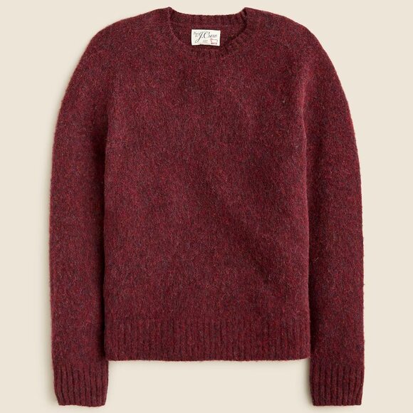 NWT J Crew 100% Brushed Wool Crewneck Sweater in Mahogany Burgundy Red - Picture 1 of 1